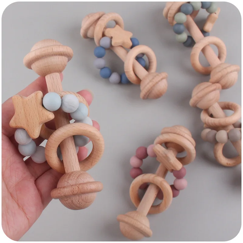 

Baby Star Hand Grabbing Rolling Gum Beech Silicone Bead Baby Interactive Exercise Teeth Molding Stick Creative Children's Toys