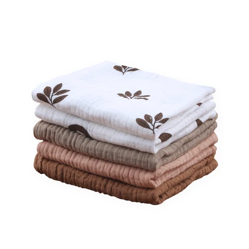 모슬린 100% 코튼 아기 얼굴 수건, 신생아 부드러운 흡수성 거즈 아기 핸드 타올, 어린이 트림 천, 신생아 아기 물건, 5 개/세트