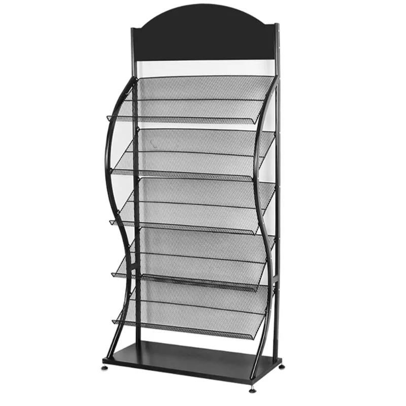 Metal Freestanding Magazine Display Stand, Floor Brochure Document Holder, Advertising Pamphlet Rack for Business
