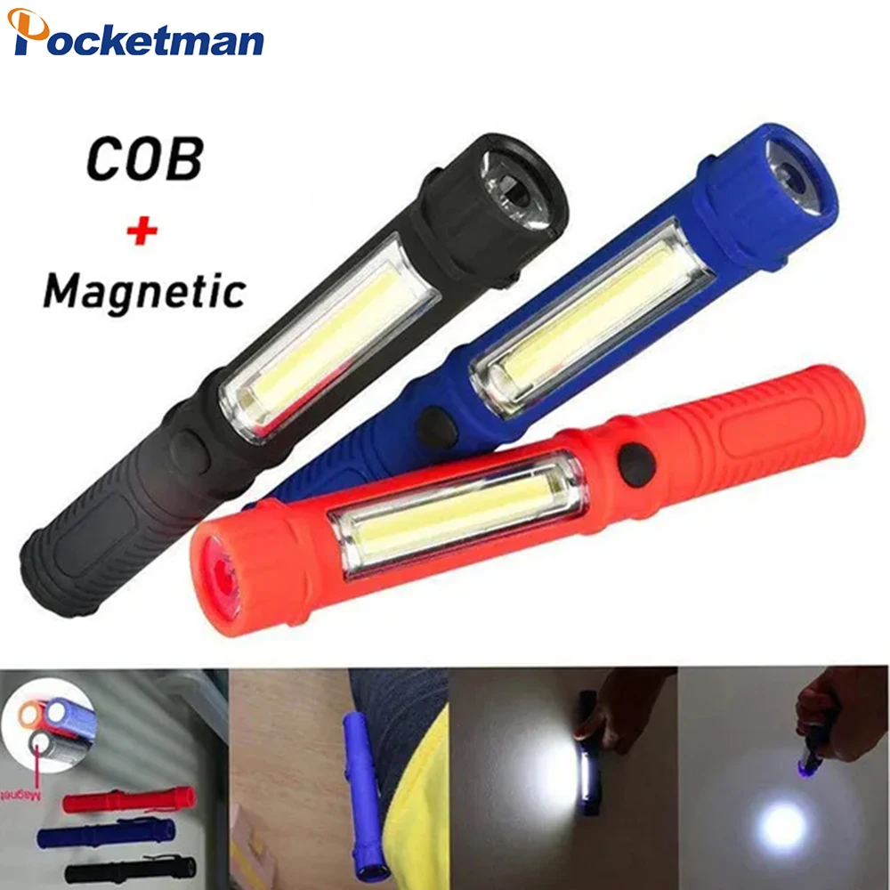 

COB LED Flashlight Magnetic Portable Mini Pen Light Working Torch Lamp Super Bright Pocket Light for Outdoor Camping Hunting