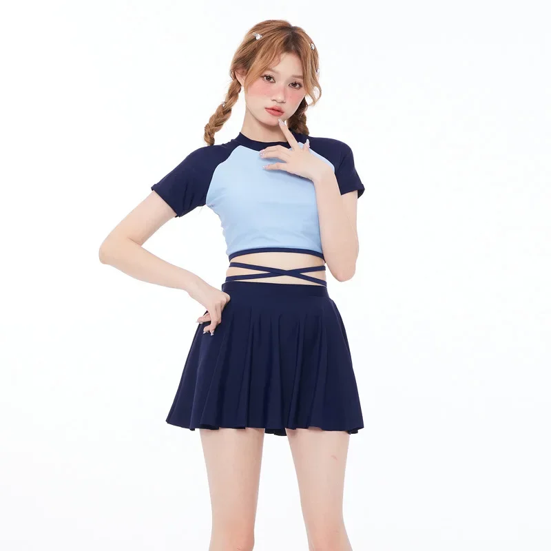 Wisuwore Japan and Korea Small Fresh Swimsuit Women's Conservative Skirt Split 2023 New Student Bathing Hot Spring Slim Swimsuit image 5