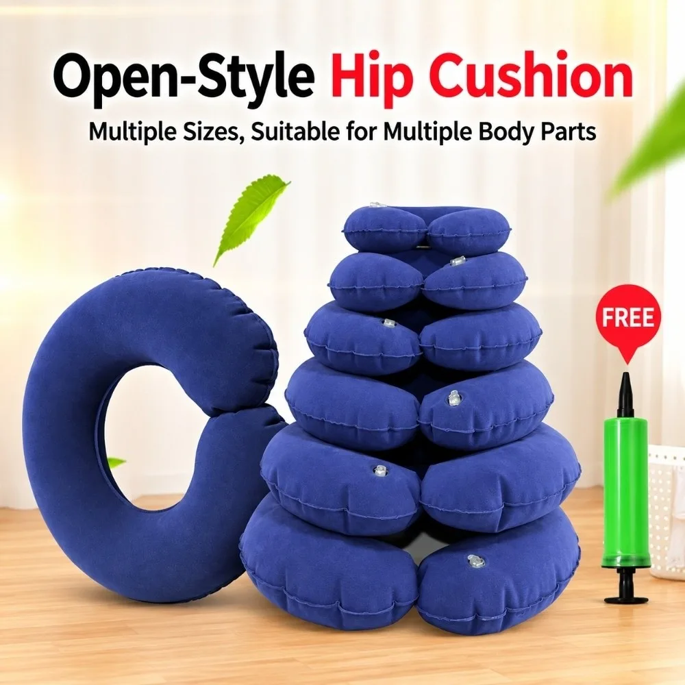Comfortable PVC Flocked Travel U-Shaped Pillow Ring-Style Gluteal Support Inflatable Cushion Tailbone Support