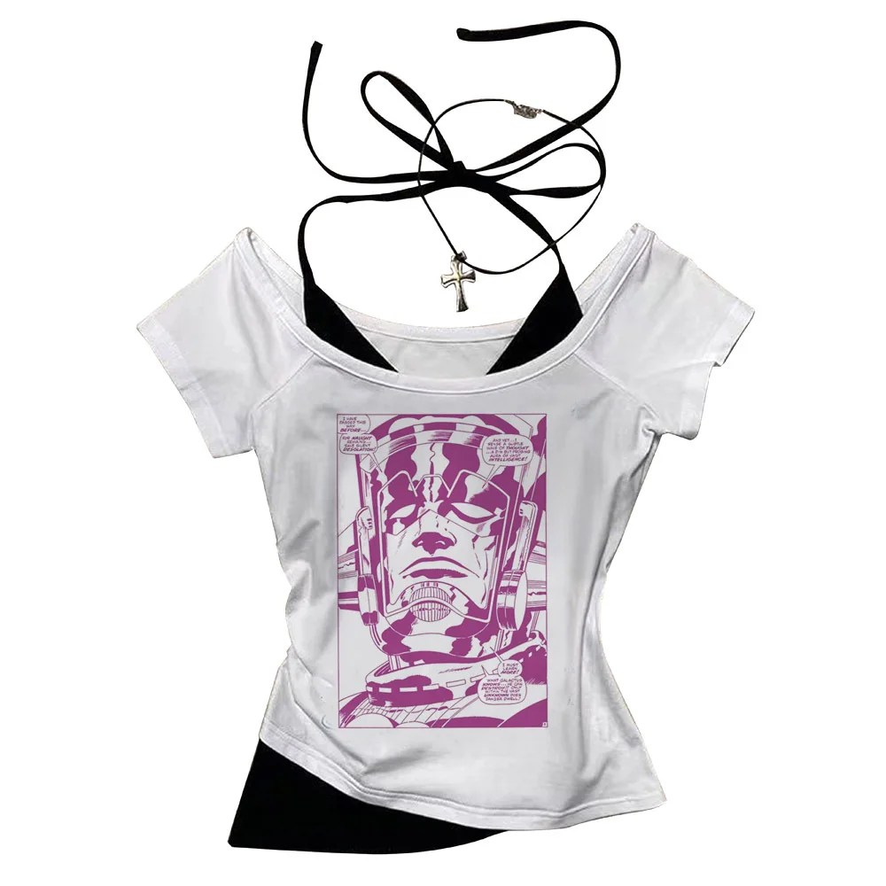 Jojo’s Bizarre Adventure cropped top female cute baddie alternative  scene  gyaru tshirt baddie 2000s scene view 2