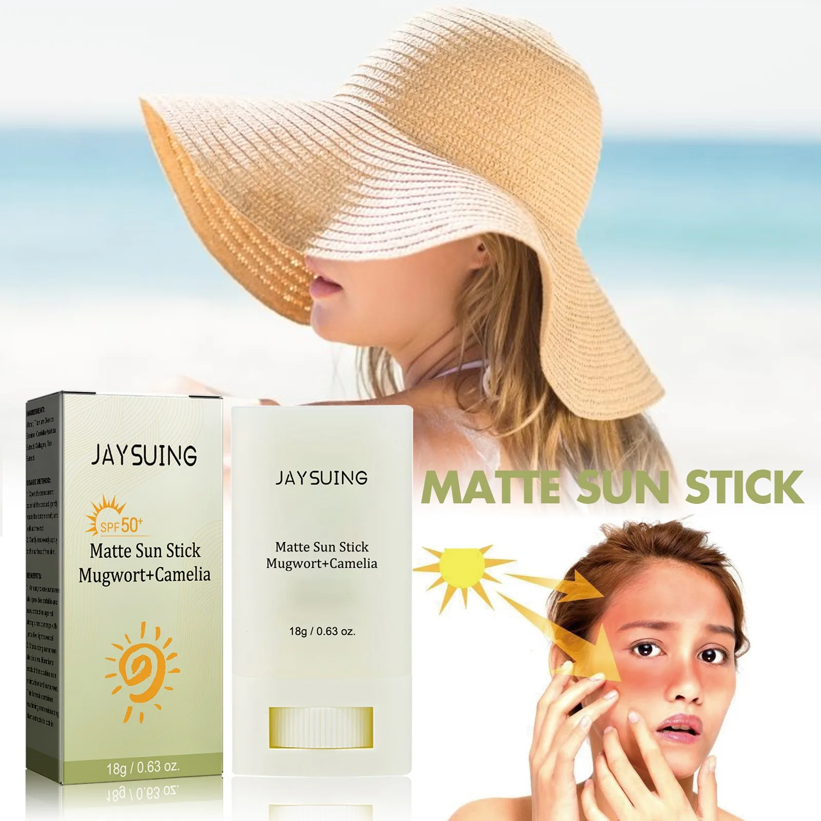 18g Sunblock Stick Matte Moisturizing Lightweight Facial Sunscreen Stick for Women Refreshing Hydrating Sunblock Stick Skin Care