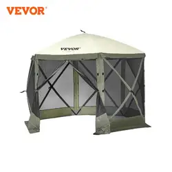 VEVOR Pop Up Gazebo Tent, Pop-Up Screen Tent 6 Sided Canopy Sun Shelter with 6 Removable Privacy Wind Cloths & Mesh Windows