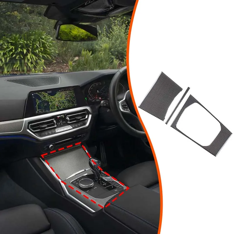 

For 2020 -2023 BMW 3 Series G20 G22 central control gear panel Decorative panel Auto parts True carbon fiber (soft) RHD
