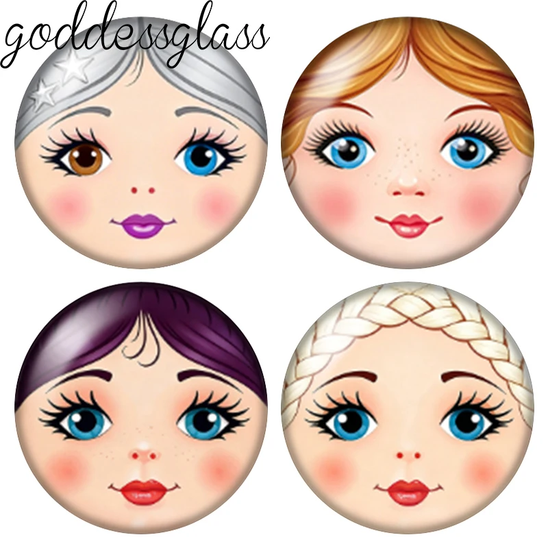 ビューティーマトリョーシカ ロシア人形 女の子の顔 10個入り 12mm/18mm/20mm/25mm 丸型フォトガラスカボション フラットバック ジュエリー製作用パーツ 1