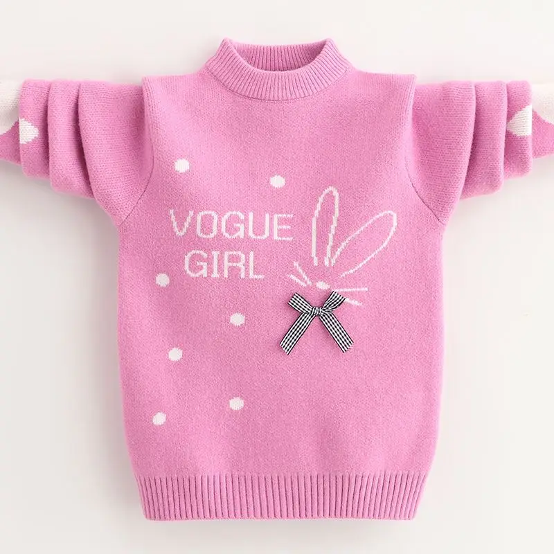 2-8 Years Girls\' Sweater Autumn And Winter New Fashion Warm Children\'s Sweater Cute Baby Jumper Kids Knitted Base Shirt