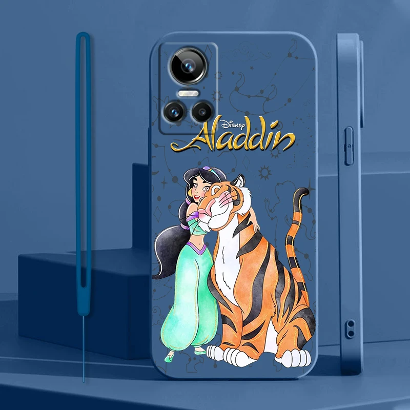 Aladin Jasmine Cartoon For OPPO Realme GT Neo 3 2 Master 8 9 Narzo 50A 50i Reno 7 Silicone Soft Liquid Rope Phone Case Fundas