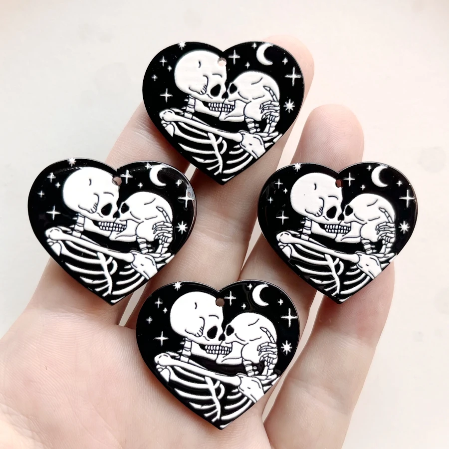 New fashion 36mm Love Skull resin flat back decoration diy jewelry earrings charm decorative accessories 10pcs/lot