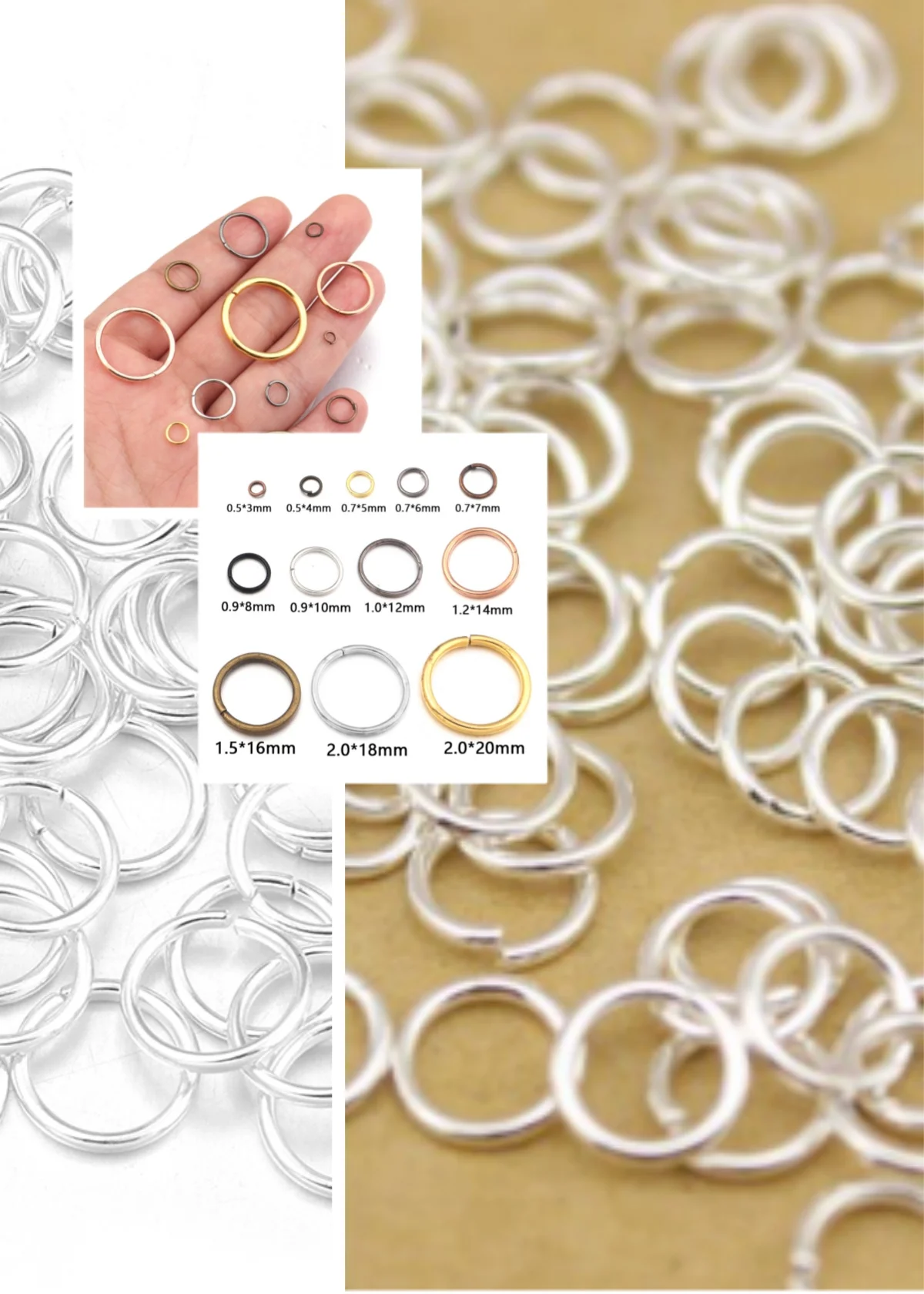 50-200pcs 3/4/5/6/7/8/10/12/14/16/18/20mm Metal Iron Closed Jump Rings Connectors Ring for DIY Jewelry Making Necklace Keychain