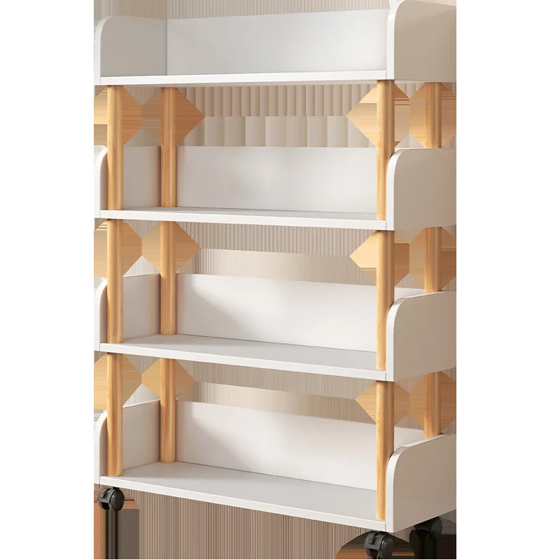 

Mobile Wheel Bookshelf Shelf Floor to Floor Home Storage Shelf Bedroom Simple Bookcase Living Room Display Shelf