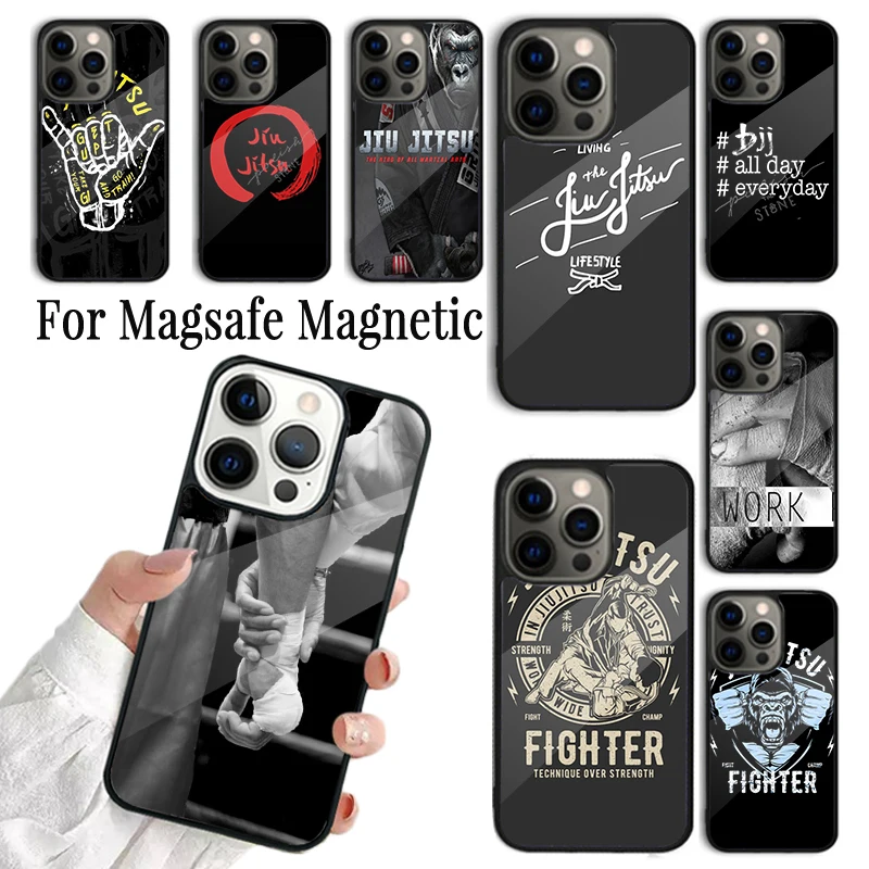 Judo Jiu Jitsu Weiche Silikon-Handyhülle für iPhone 17 AIR 16 15 14 13 12 11 Pro Max Plus Kabellose Magnetische Magsafe Schutzhülle
