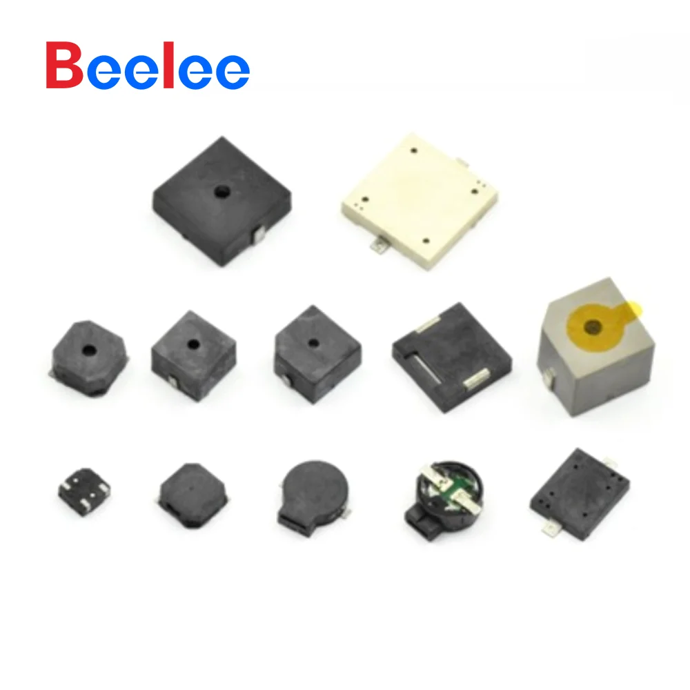 50 PZ Beelee 80db SMD Monami 7.5*7.5mm Piezo Attivo Buzzer Evidenziatore Plastica Pastello 601 Con Nero Nero Mercato Montaggio Superficie
