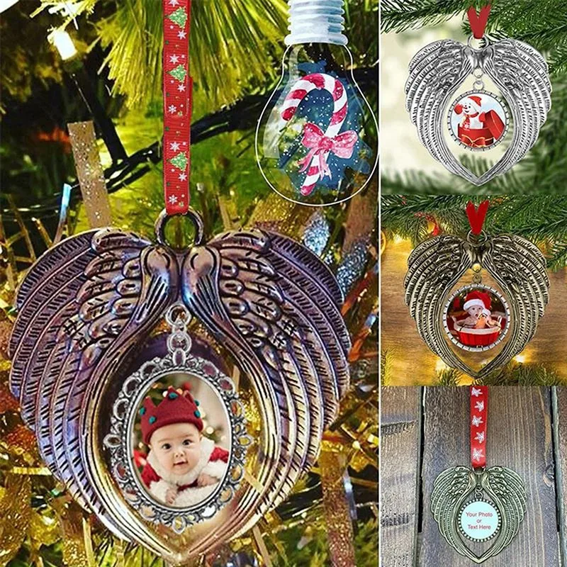 Colgantes en forma de ala de Ángel, 5 piezas, adornos para árbol de Navidad, colgante DIY en forma de corazón, Plata