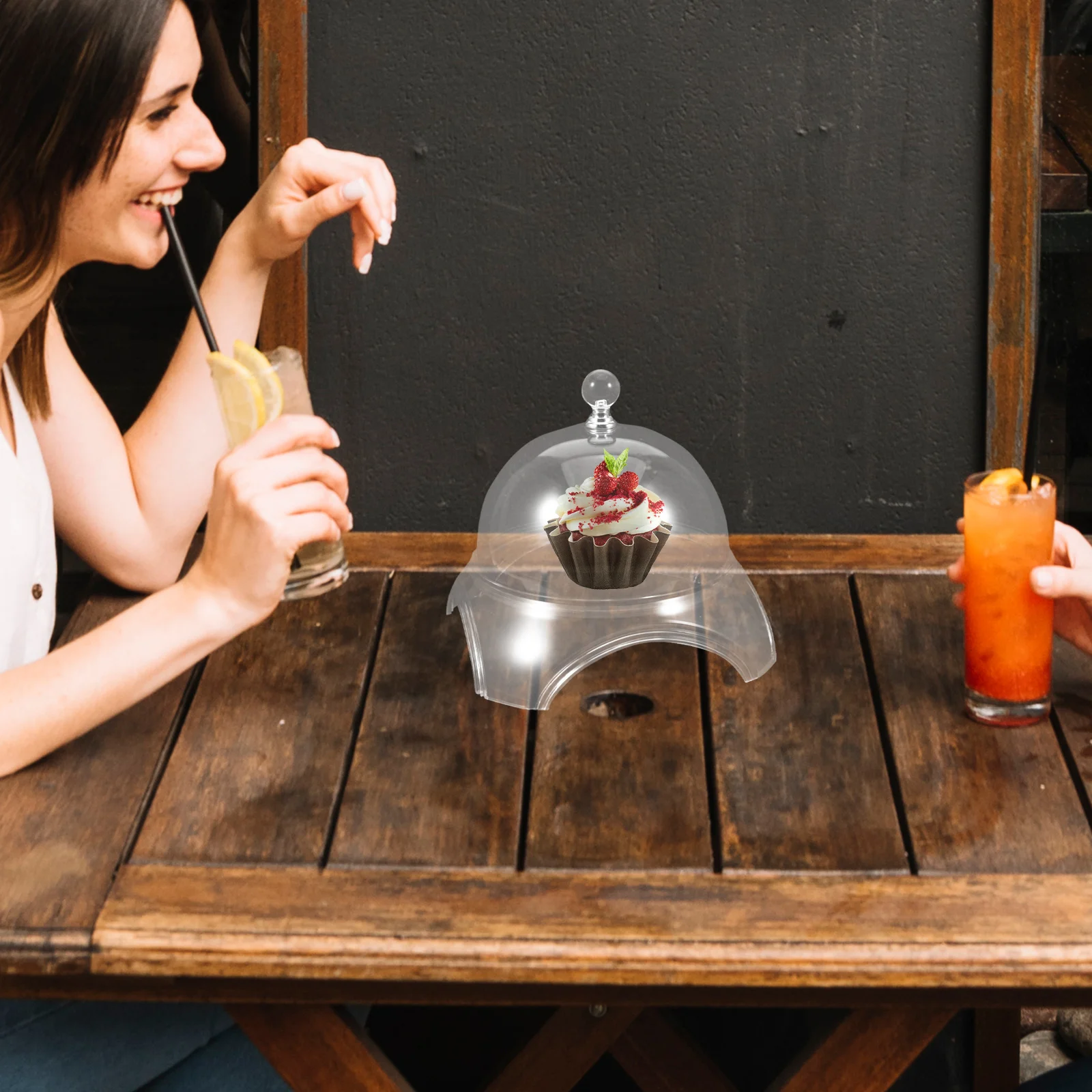 

7.27 Clear Cake Dome Cover Food Cloche Lid Dessert Display Tray Table Protector Elegant Store Decor Hygienic Protection