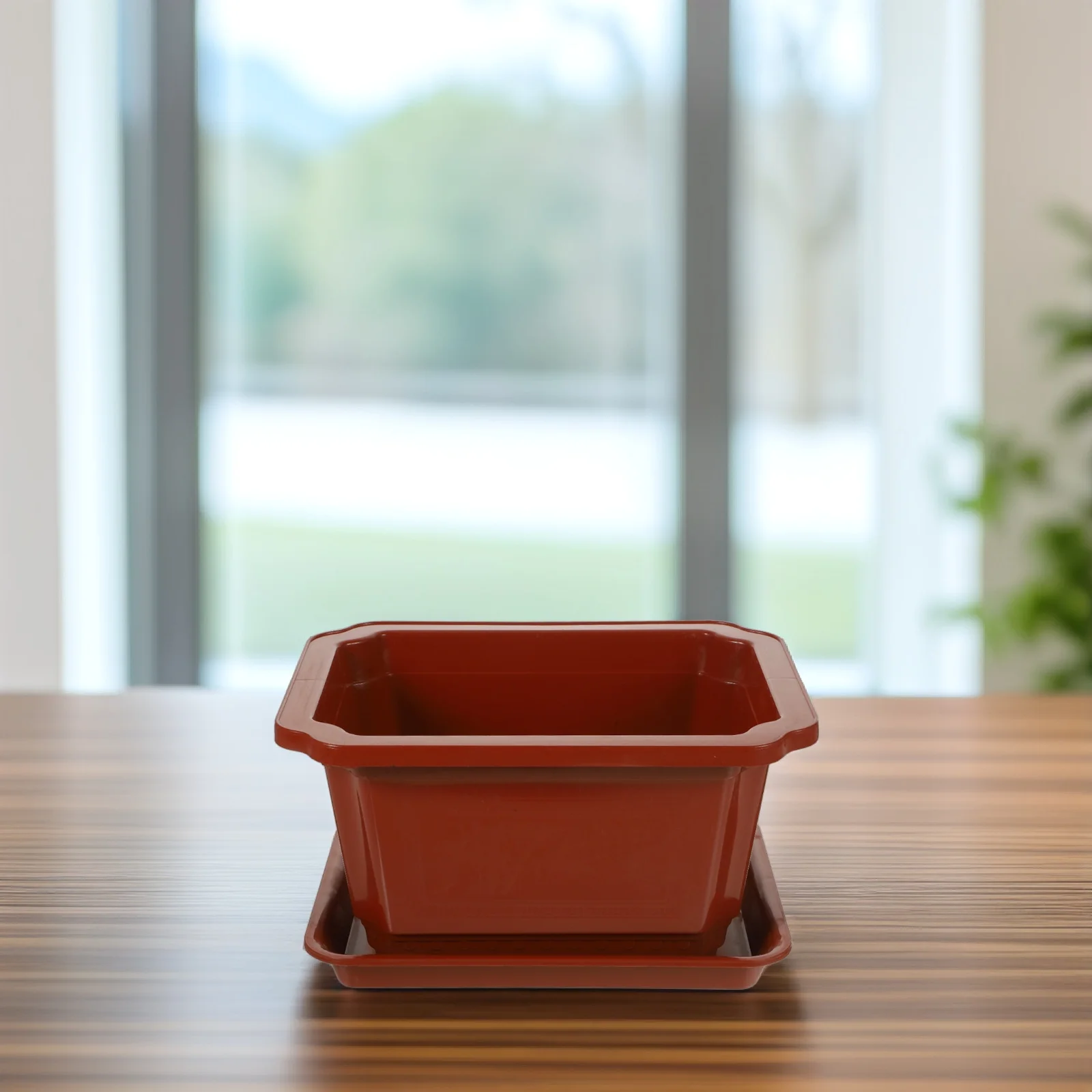 

2Sets Square Flower Pots Plastic Bonsai Containers with Drainage for Home Office Gardening Projects Large Plant Pot