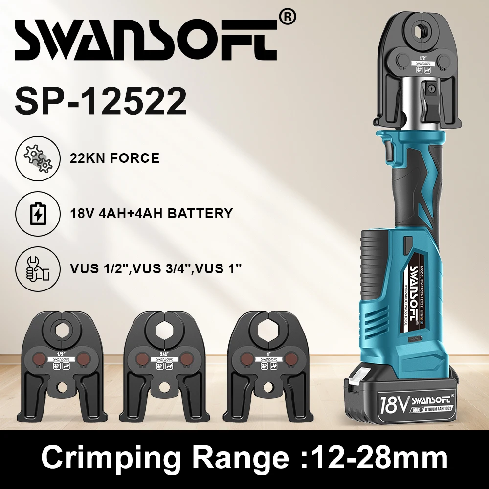 SWANSOFT 22kN Electric Hydraulic Copper Pipe Press Tool VUS 1/2