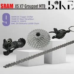 SRAM x5 x7 1x9 9V speed MTB Folding Bike Trigger Shifter Rear Derailleur PG970 Cassette K7 SH KMC Z9 Chain Bicycle Accessories