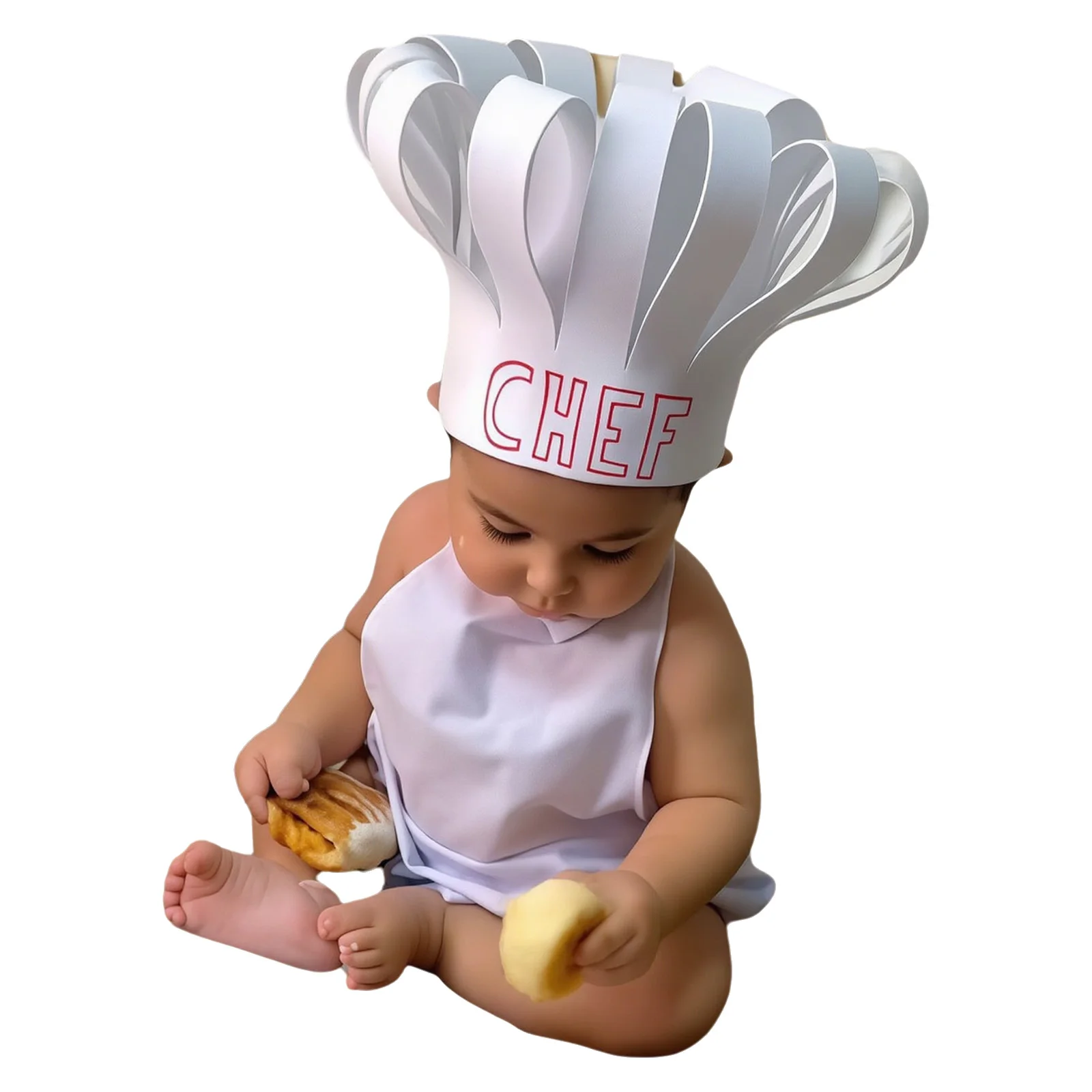 

Baby Photography Props Chef Hat And Apron Newborn Photoshoot Accessory Halloween Theme Party Cook Cosplay Costume Prop for 0-12M