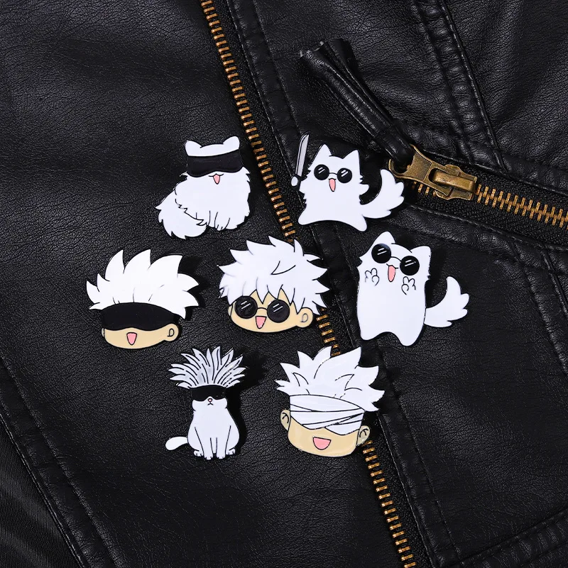 Anime Brooch Gojo Funny Cosplay Enamel Pins Laugh Costume Props