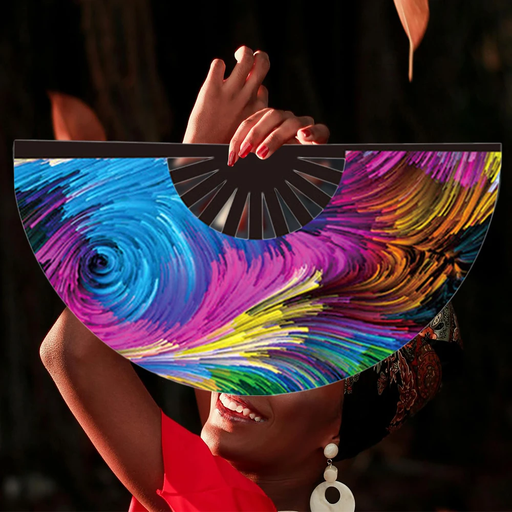 Ten Inch Fluorescent fan UV Glow Lightweight Tai Chi Fan Stage Performance Dance Foldable Kung Fu Folding Fan