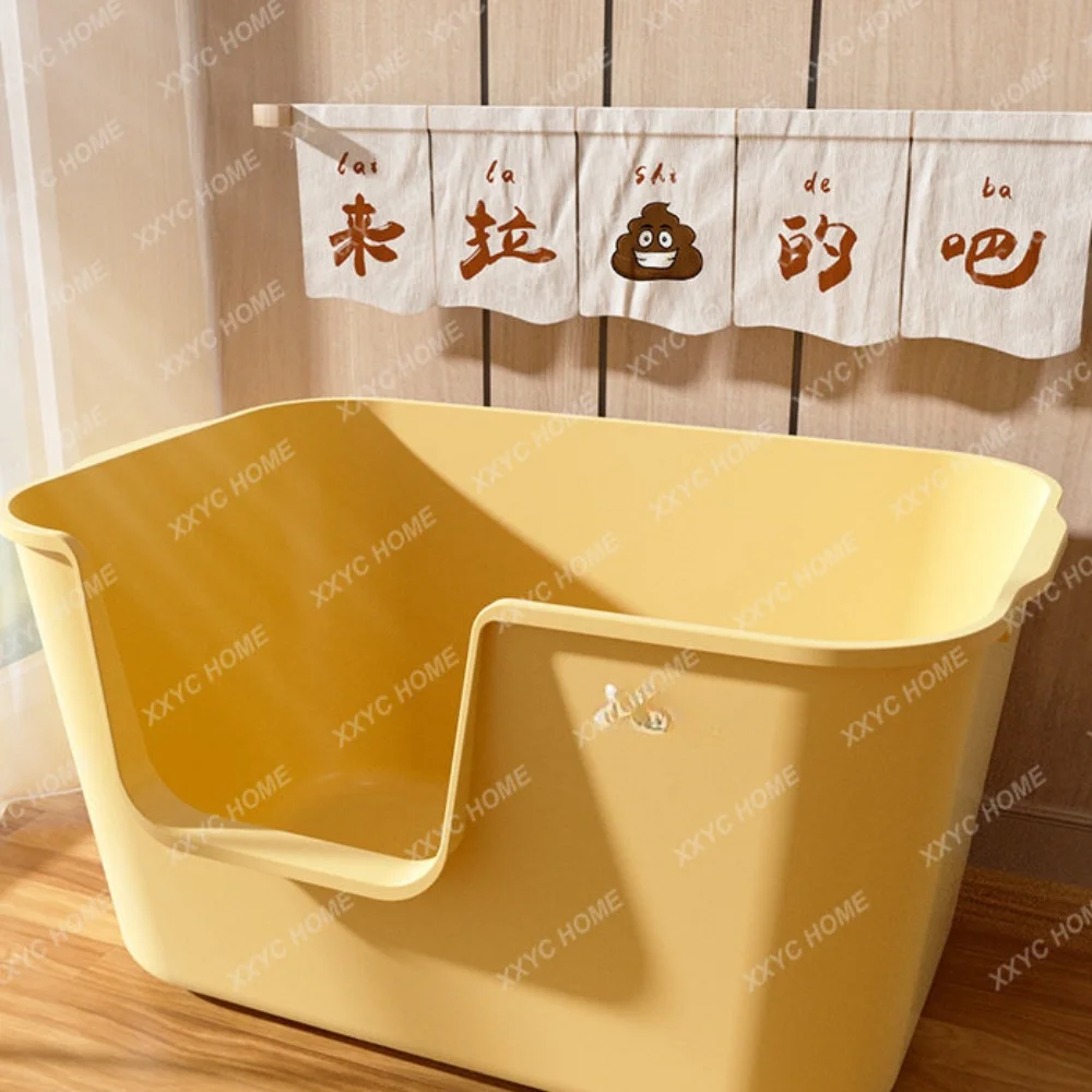 

Oversized Cat Litter Box Anti-Splash Integrated Open Cat Toilet Extra Large Cat Litter Box Cat Supplies