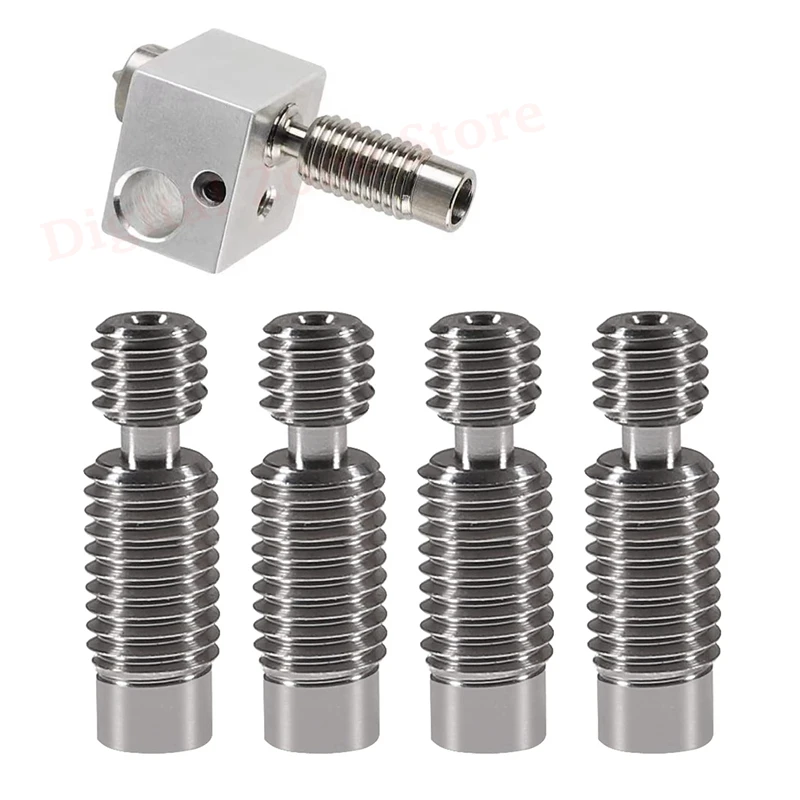 

4Pcs 3D Printer Throat, V6 Titanium Alloy All Metal Heatbreak for E3D V6 Volcano Hotend Extruder 1.75mm Filament