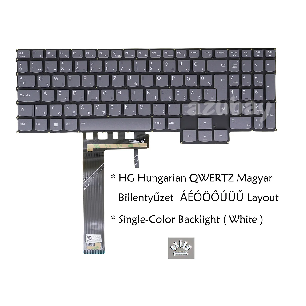 Teclado húngaro retroiluminado en blanco para Lenovo Legion 5 Pro 16IAH7, 5 Pro 16IAH7H, 5 Pro 16ARH7, 5 Pro 16ARH7H 82S0 82RF 82RY 82RG