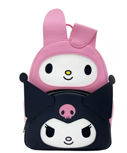 MINISO Disney Sanrio PU Leather New Sanrio Loungefly Co-branded Kawaii Melody Cartoon Mini Backpack Women\'s Backpack Children\'s