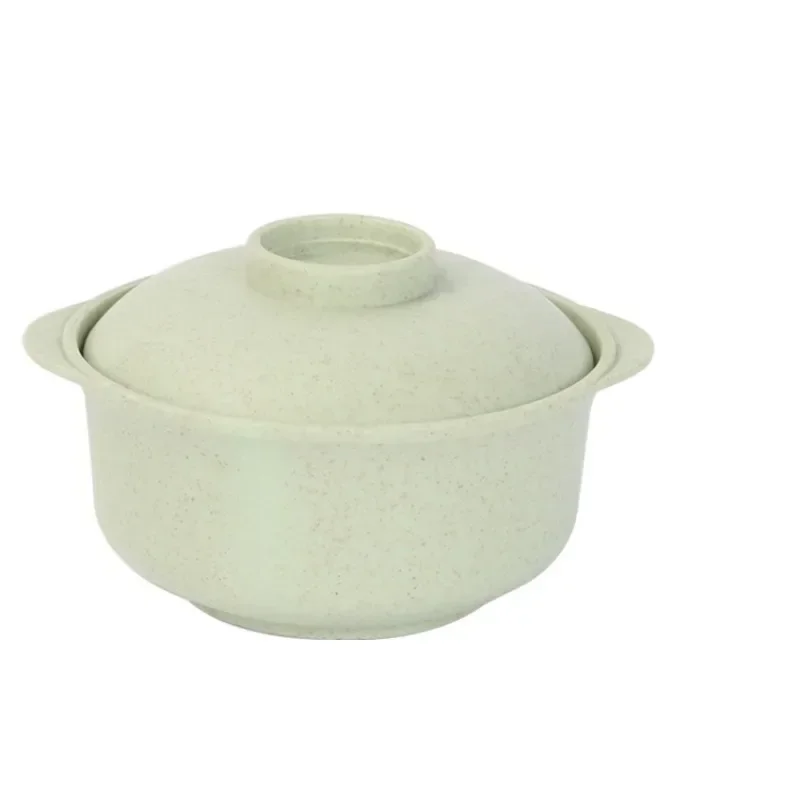 وعاء حساء قش القمح، وعاء خزفي، وعاء الحساء، وعاء المعكرونة الفورية، وعاء الأذن المزدوج، وعاء زلابية الأرز، مجموعة وعاء القمح