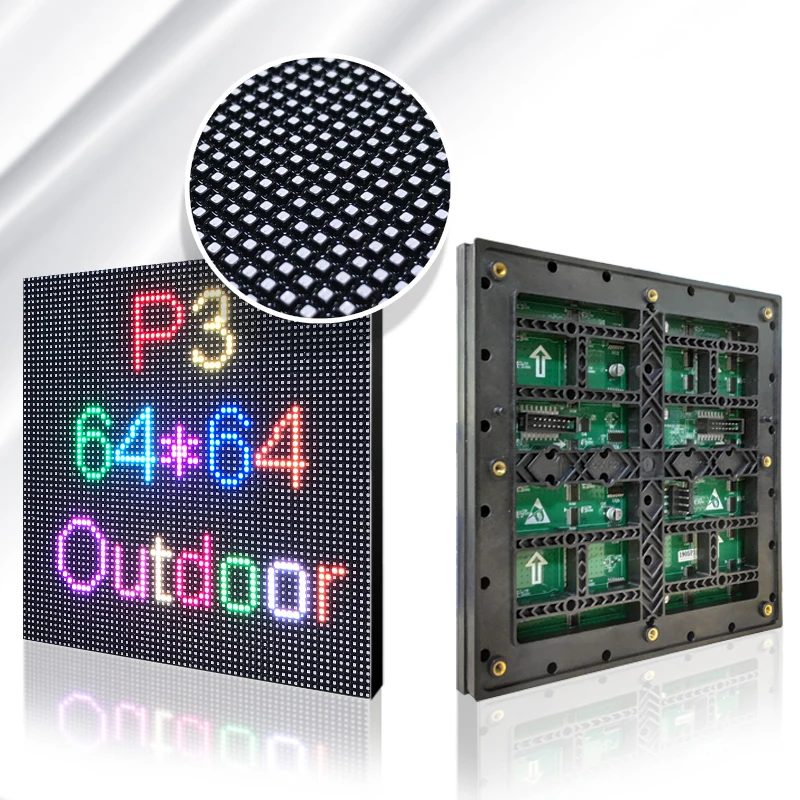 Modul Panel layar LED P3 192*192mm 64*64 piksel pemindaian 1/16 luar ruangan 3 dalam 1 SMD RGB warna penuh P3 modul Panel layar LED