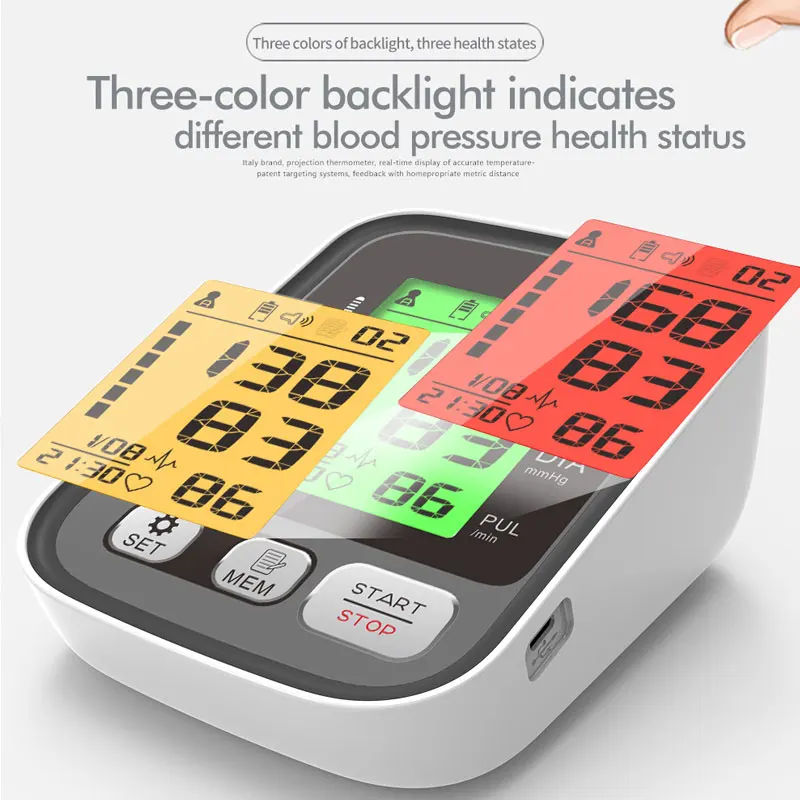 JianYouCare Digital LCD Arm Blood Pressure Monitor Heart Beat Meter Machine Large Cuff Medical Portable Tonometer BP Tensiometer