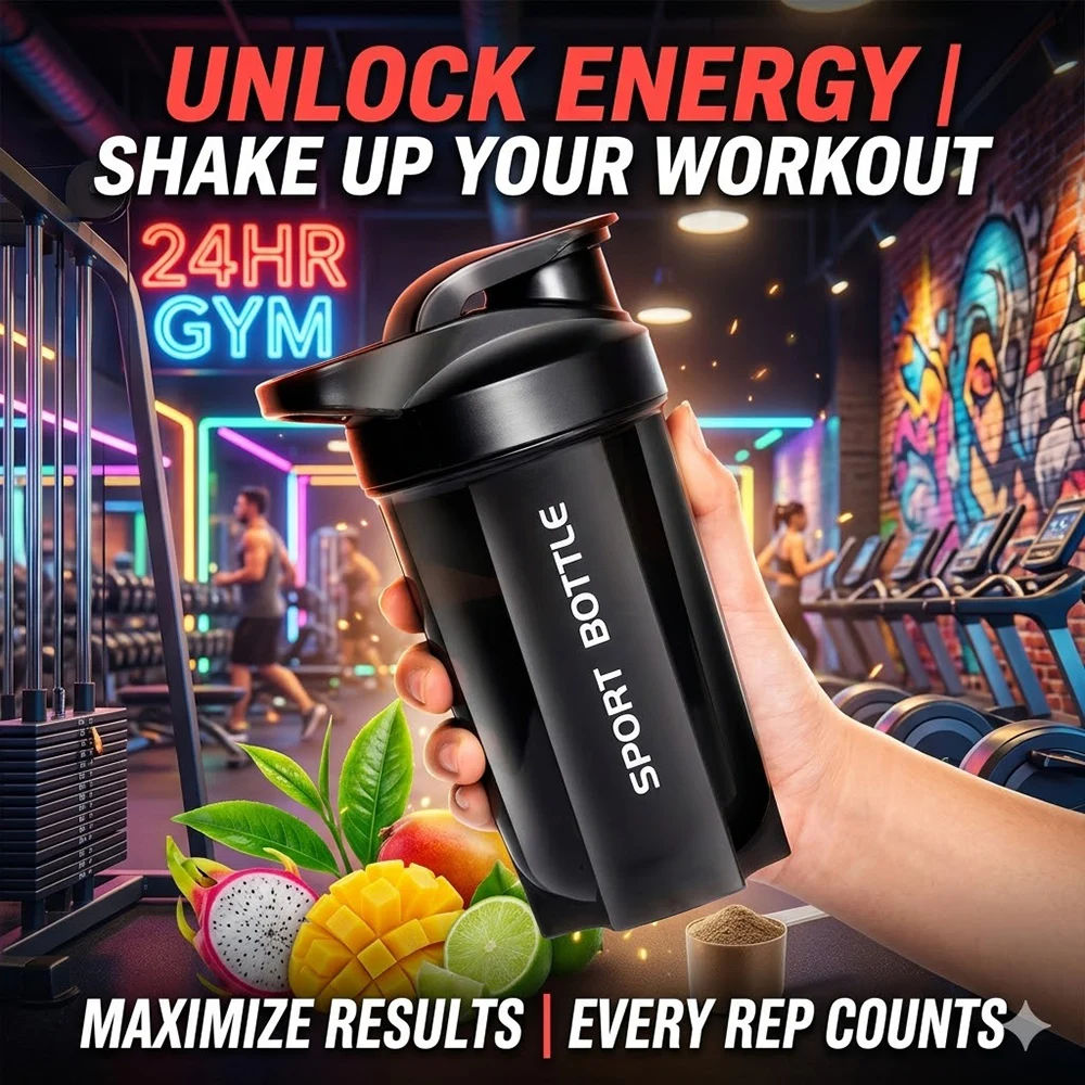 

Simple Protein Shaker Bottle LeakProof 500ml Gym Mixer Cup with Blender Ball BPA Free Sports Shaker for Protein Powder & Fitness