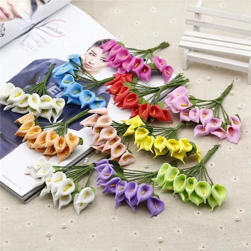 1Pc Mini Calla Lily Artificial Flowers Fake Flower Bouquet Faux Calla Lilies Flower for Home Kitchen Wedding Party Cake Decor