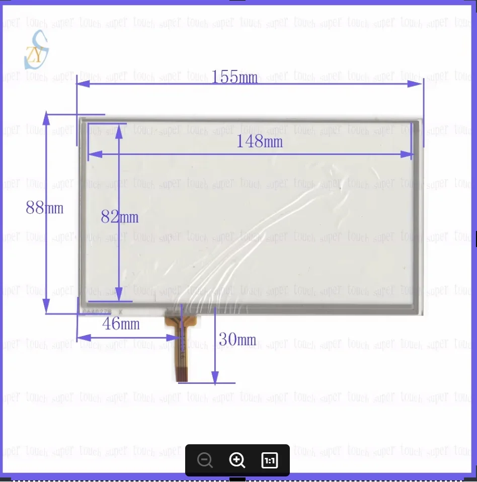 ZhiYuSun 064027 155mm*88mm  6.2inch 4-wire resistive touch panel for Car DVD, 155*88 this is compatible for TM062RDH03 display