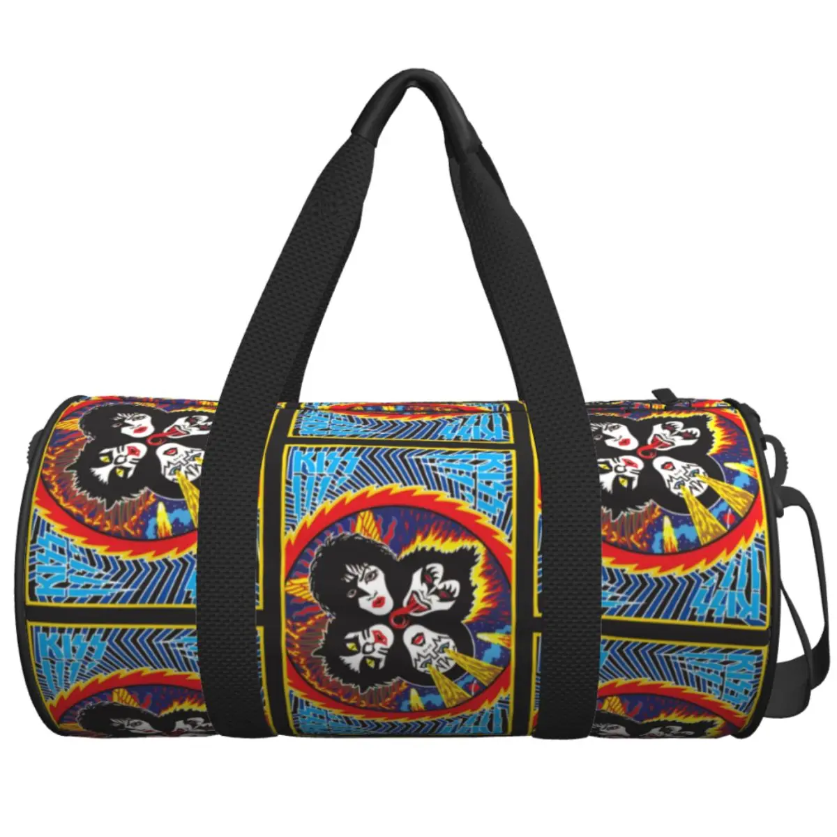 Gym Bag Kiss Band Sports Bag with Shoes Vintage Est.1974 Fan Music Fanart Couple Weekend  Handbag Novelty Training Fitness Bag