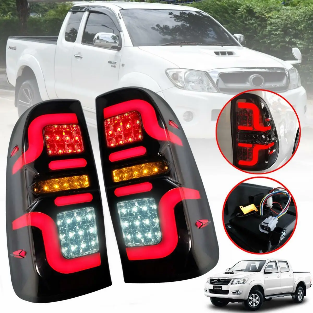 Smoke Black Turn Signal Reverse Brake LED Light Tail Lighs For Toyota Hilux Vigo 2005 -2014 Turn Signal LED Taillight