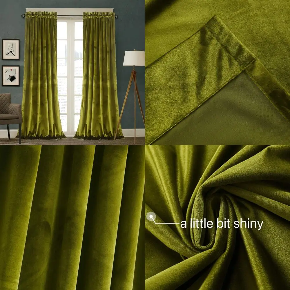 

Thermal Insulated Olive Green Curtains, 96 Length, 2-Panel Set for Living Spaces