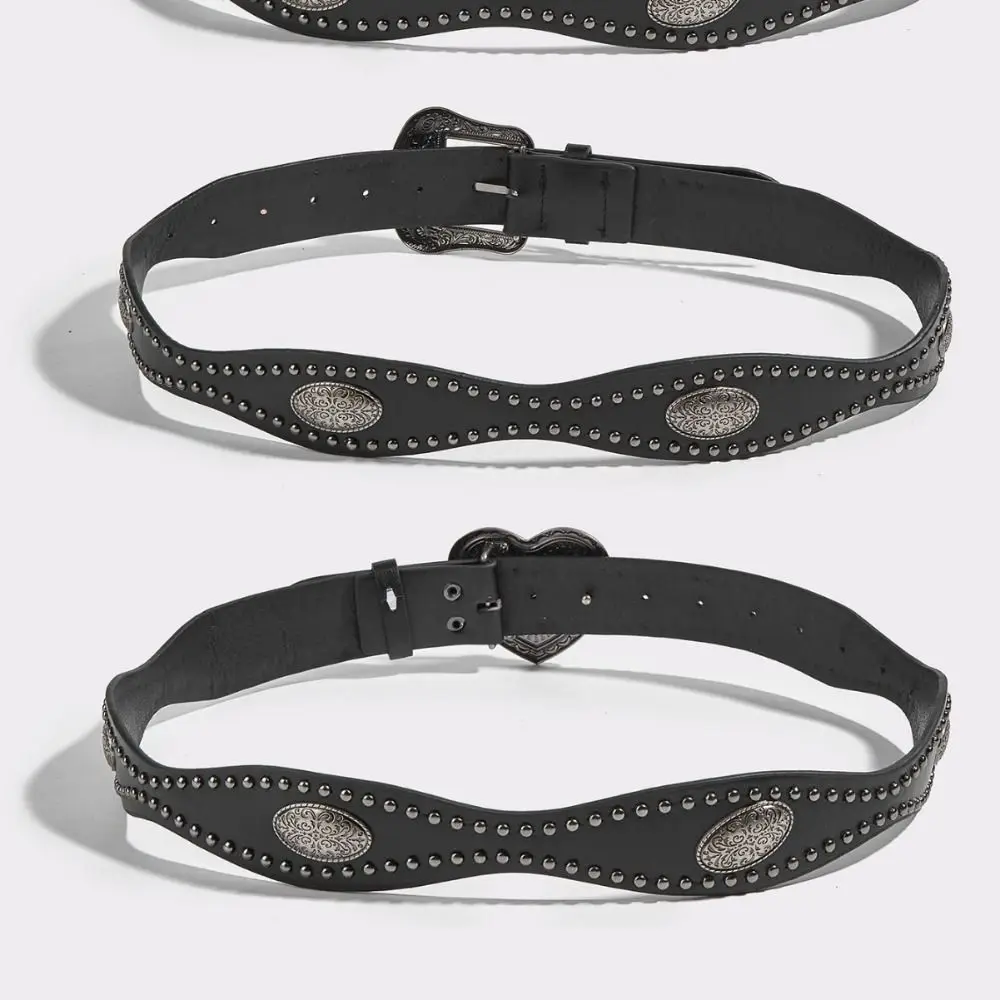 مشبك معدني بولي Leather الجلود برشام حزام الكورية نمط القوطية واسعة حزام كل مباراة الجينز بنطلون ديكور Y2K فتاة حزام في الهواء الطلق