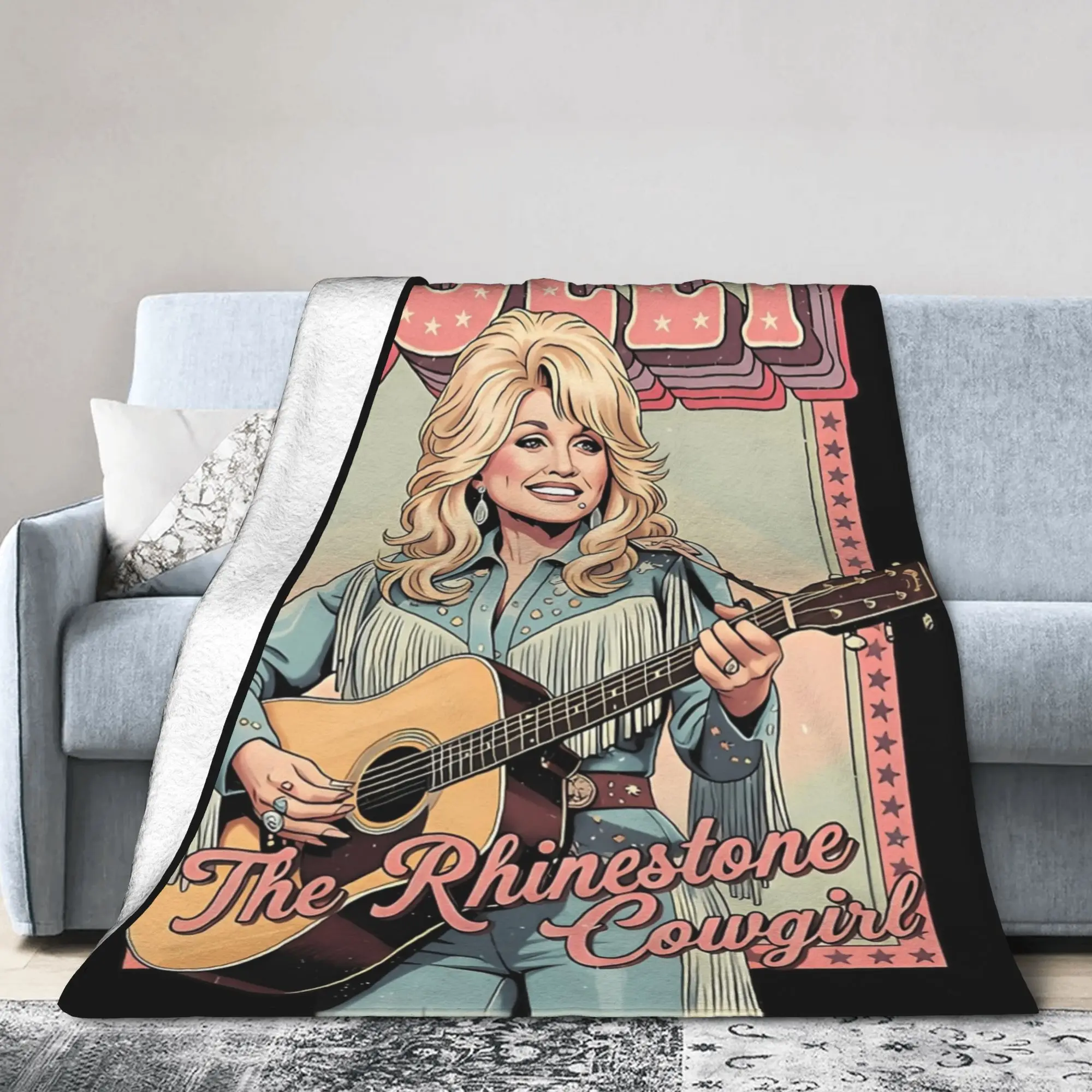 Dolly Parton The Rhinestone Cowgirl Country Blankets  Flannel Novelty Breathable Throw Blanket for Bedding Lounge Textile Decor