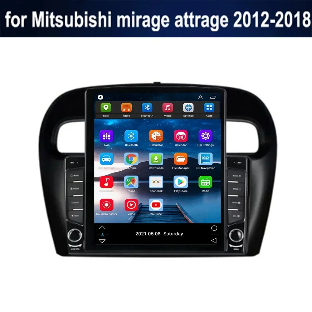 For Tesla Style 2 Din Android 13 Car Radio for Mitsubishi mirage attrage 2012-2018 Multimedia Video Player GPS Stereo Carplay