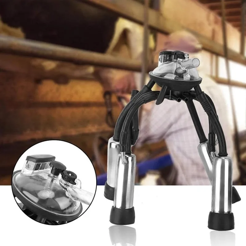 Silicone Stainless Steel Milking Cup Kit for Vacuum Pump, Portable Cow Milk Machine Cluster
