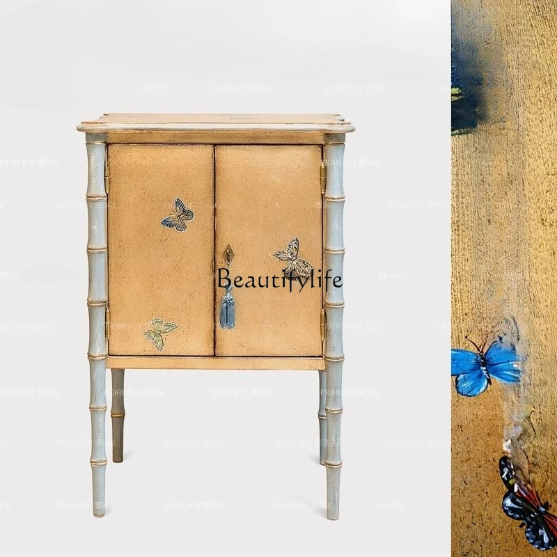 

French retro solid wood bedside table Chinese style American style Chinese style bedside table