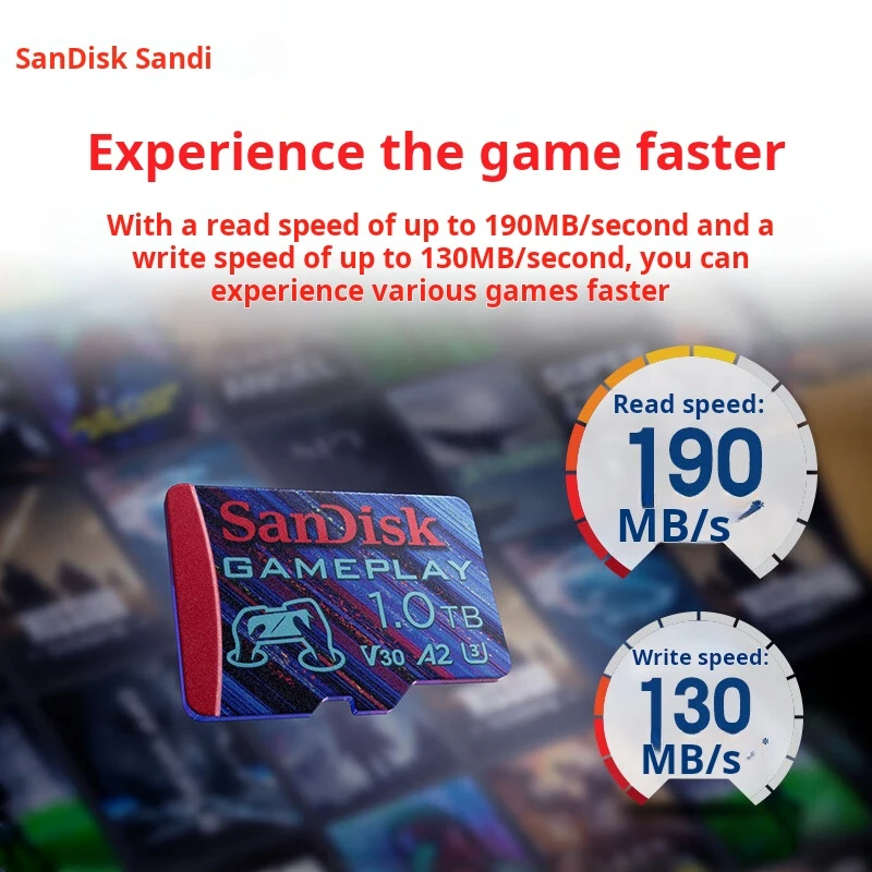 SanDisk 1TB TF (MicroSD) Memory Card, A2 U3 V30 4K,  Read Speed 190MB/s, Dedicated for Game Consoles & Handheld Game Devices