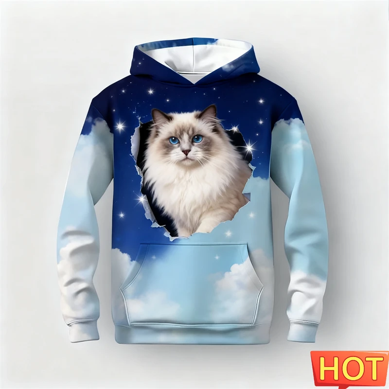 ثلاثية الأبعاد مطبوعة لطيف هريرة طباعة هوديي للنساء تصميم جديد الكرتون القط نمط البلوز البوليستر الخريف بلوفر شتوي الرجال #1