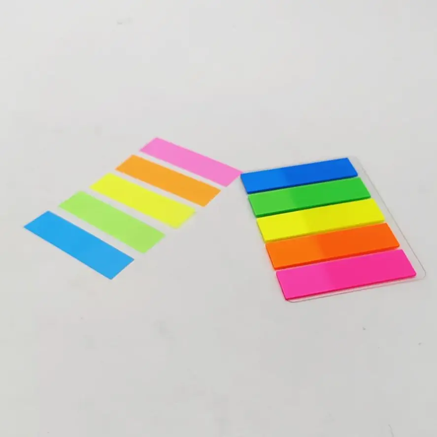 100 Sheets Neon Color Index Tabs, Transparent Self - adhesive Sticky Notes for Document Marking Student & Office Use