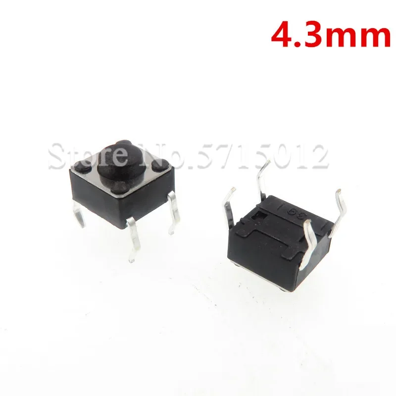 200pcs 6*6*4.3 Panel PCB Momentary Tactile Tact Push Button Switch 4 Pin Touch switch for Electromagnetic furnace 6x6x4.3mm