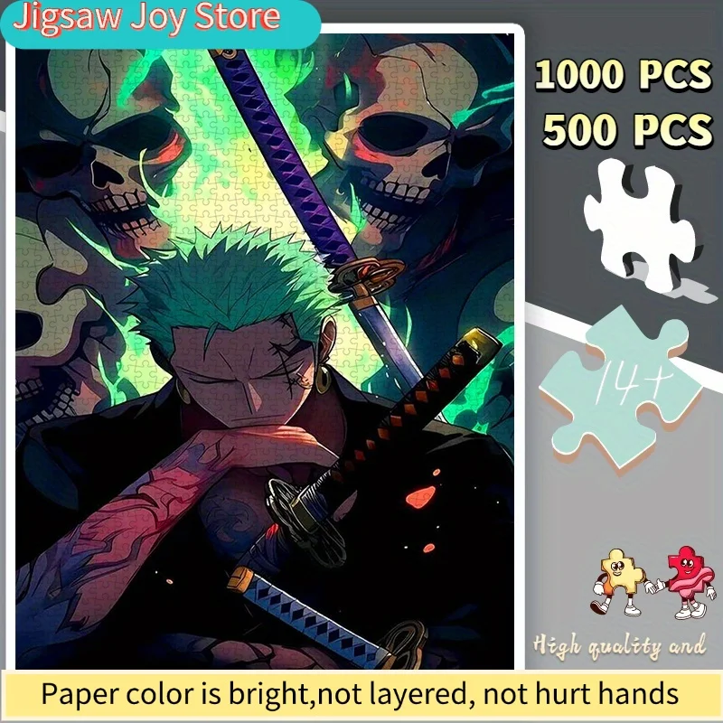

Puzzles, Made of Paper, Puzzles Featuring Zoro with Green Hair And a Ghostly Aura, Perfect for Home Leisure, Gatherings with F