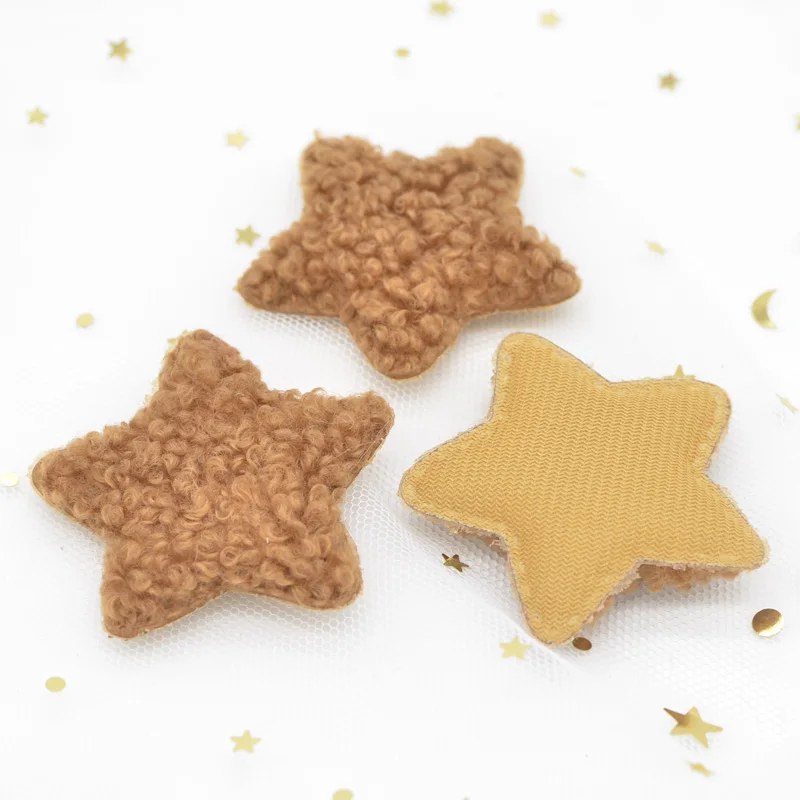 10Pcs Puffy Soft Teddy Plush Padded Patches Star Appliques for DIY Clothes, Crafts, Hat, Bag, Woolen Gloves, Socks Ornament